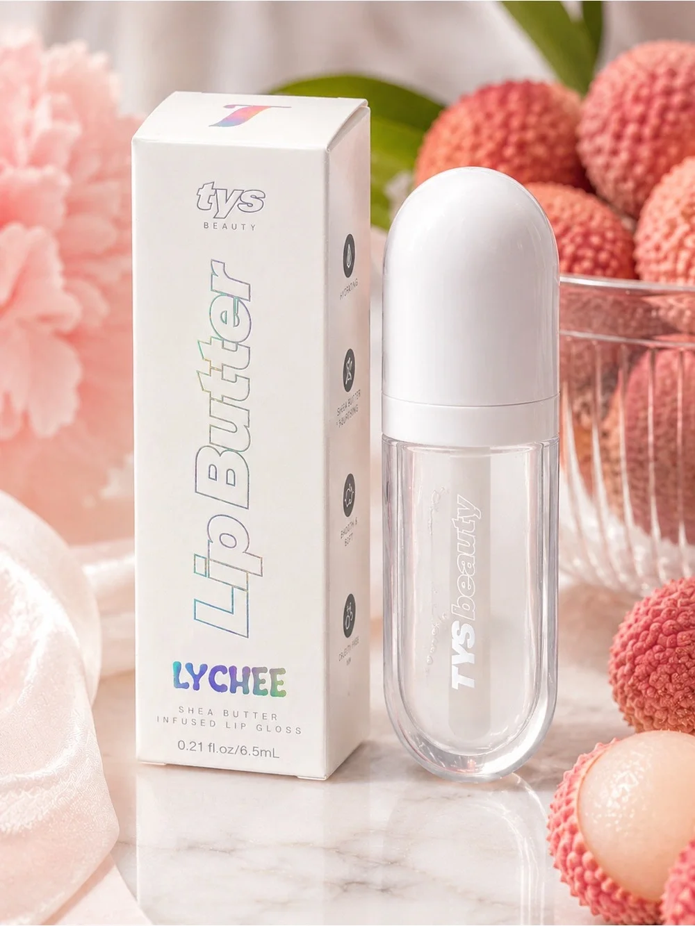 tys Beauty Lychee Lip Butter Hydrating Lip Gloss NIB